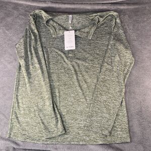 NWT Kuyigo Long Sleeve Shirt Men Large Green/White Poly Blend M-2220